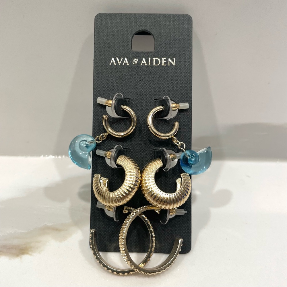 🟤2/$25 NEW Ava & Aiden Hoop Earrings Set